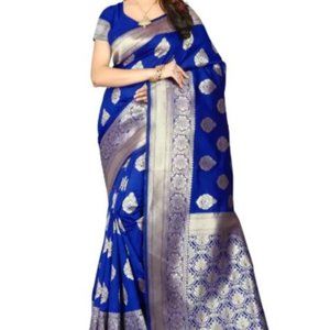 NEW Woven Kanjivaram Poly Silk Saree  (Blue)
